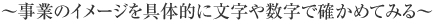 ～事業のイメージを具体的に文字や数字で確かめてみる～